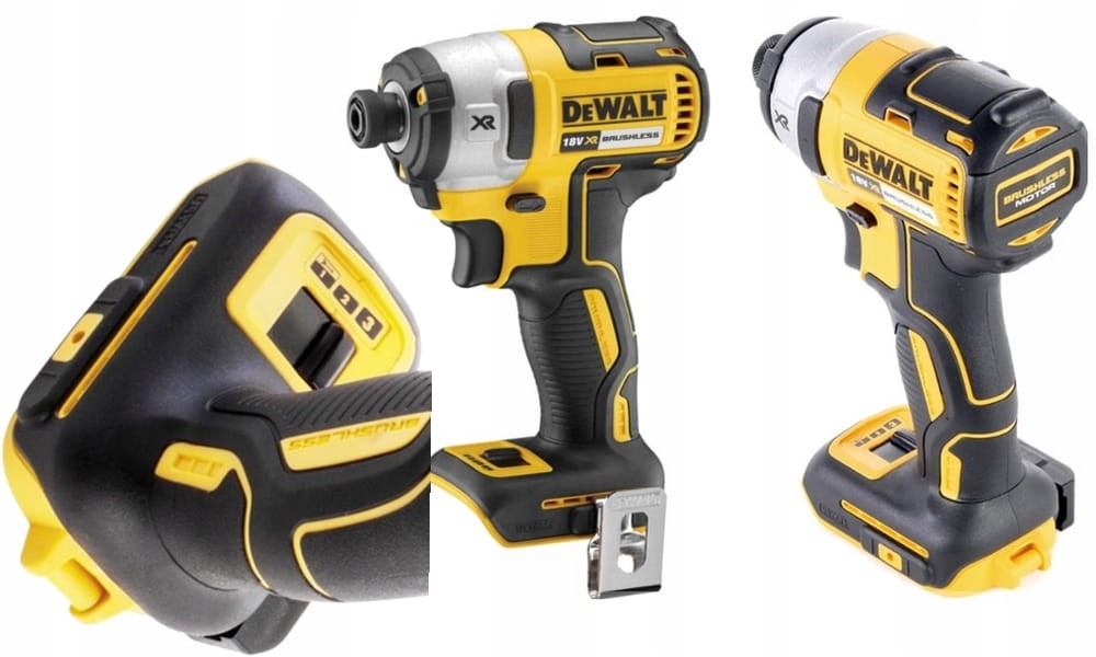 Zakrętarka DeWalt DCF887N - widok 3/4 z lewej strony, silnik bezszczotkowy