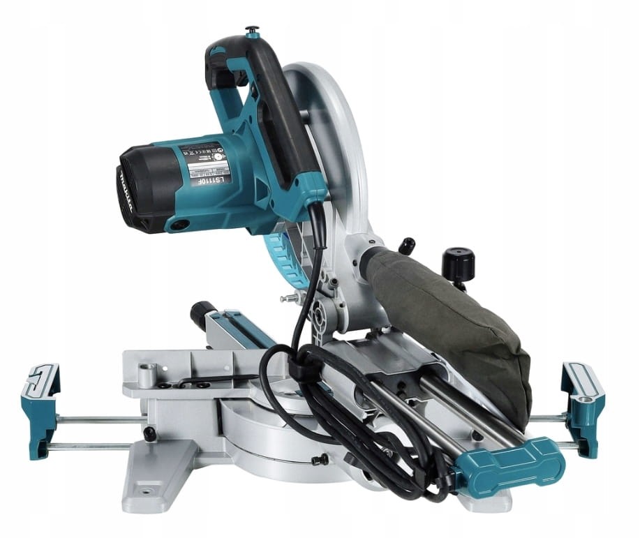 Widok z prawej strony na ukośnicę Makita LS1110F i silnik 1450W