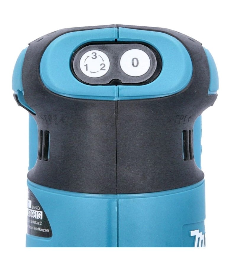 Tył szlifierki Makita DBO180 - miejsce na akumulator 18V LXT